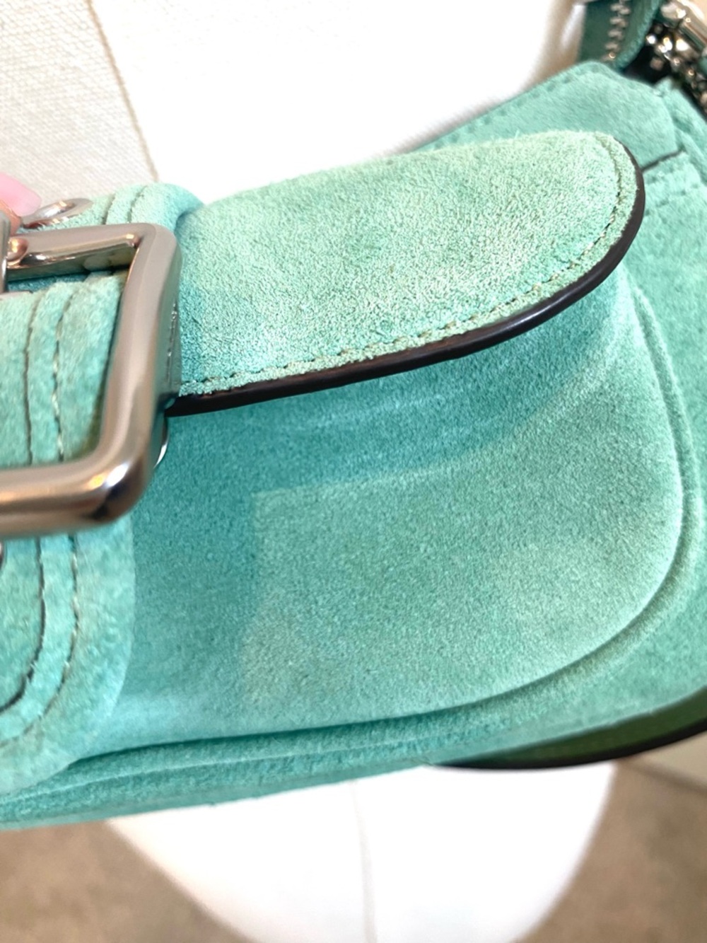 Coach Suede Soho Mini Shoulder Bag Baguette Leather Trim + Crossbody CDB12 Style - Picture 10 of 16